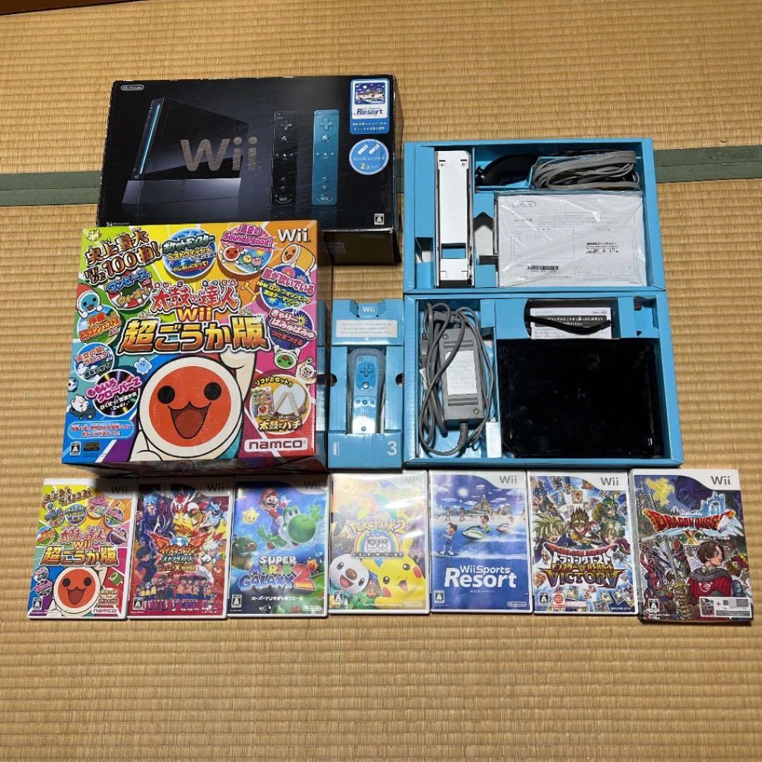ニンテンドーWii ウィー本体ソフトセット　太鼓の達人、ドラクエ、ポケパーク2他