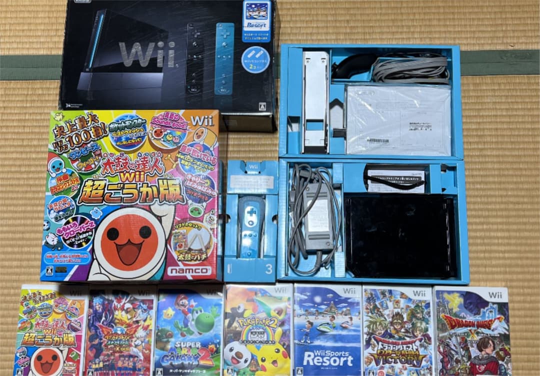 ニンテンドーWii ウィー本体ソフトセット　太鼓の達人、ドラクエ、ポケパーク2他