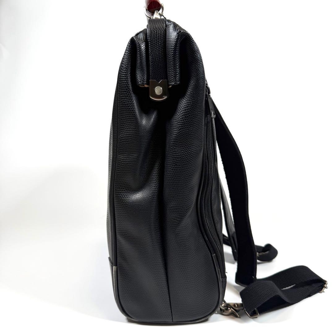 【極美品】豊岡鞄　ヨータ　リュック　ダレスバッグ　3way リザード　ブラック