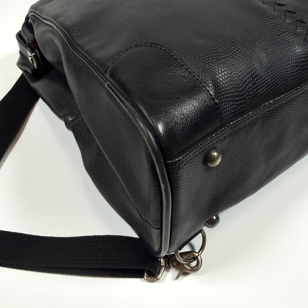 【極美品】豊岡鞄　ヨータ　リュック　ダレスバッグ　3way リザード　ブラック