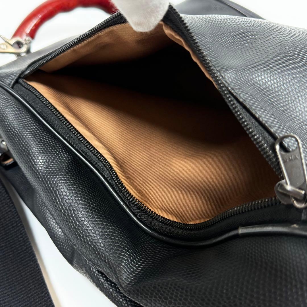 【極美品】豊岡鞄　ヨータ　リュック　ダレスバッグ　3way リザード　ブラック