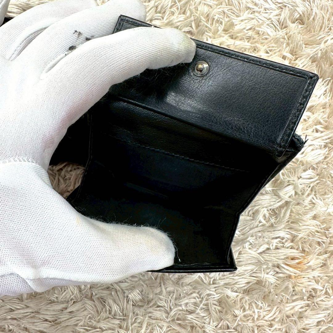 【美品】クリスチャンディオール 二つ折り財布 ブラック キャンバス トロッター
