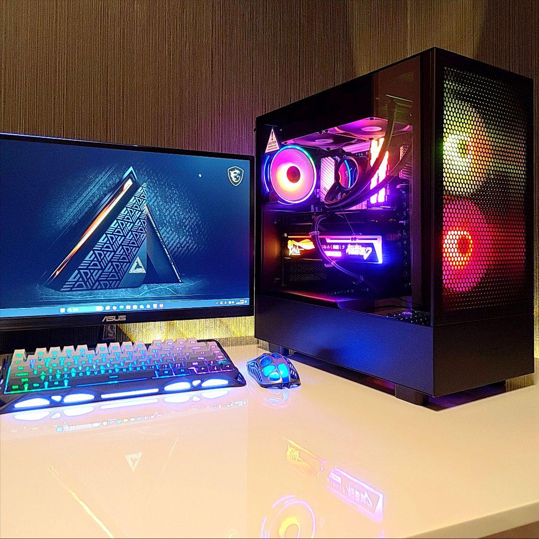 ✨光る ゲーミングPC✨デスクトップ／ブラック 黒／Windows11／水冷