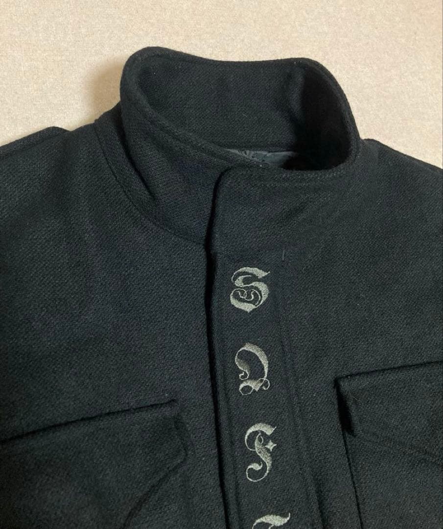 美品SOFT MACHINE ソフトマシーン スタンドカラー ウールコート 刺繍