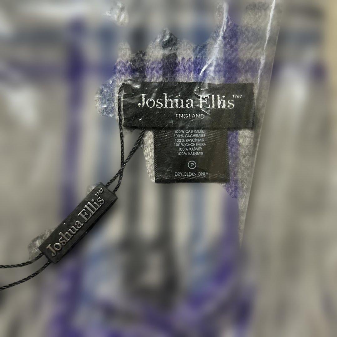 Joshua Ellis カシミヤ マフラー グレー 紫 チェック