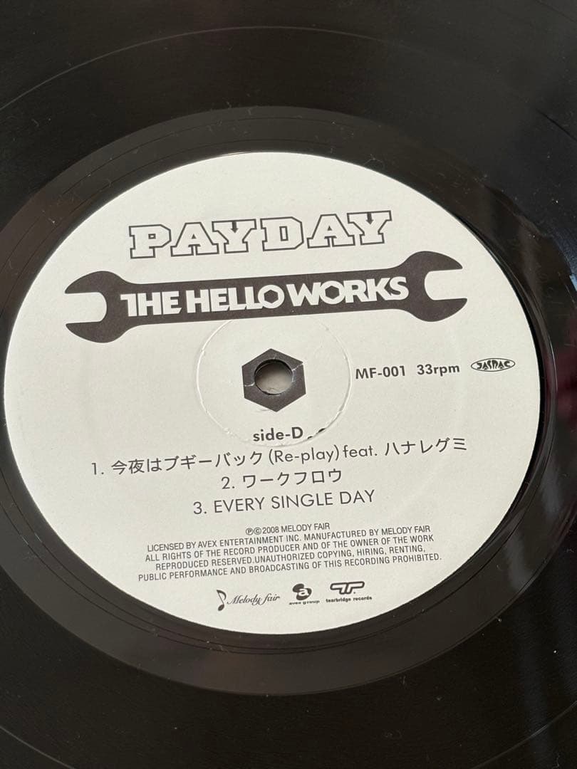 THE HELLO WORKS / PAYDAY LP レコード　スチャダラパー