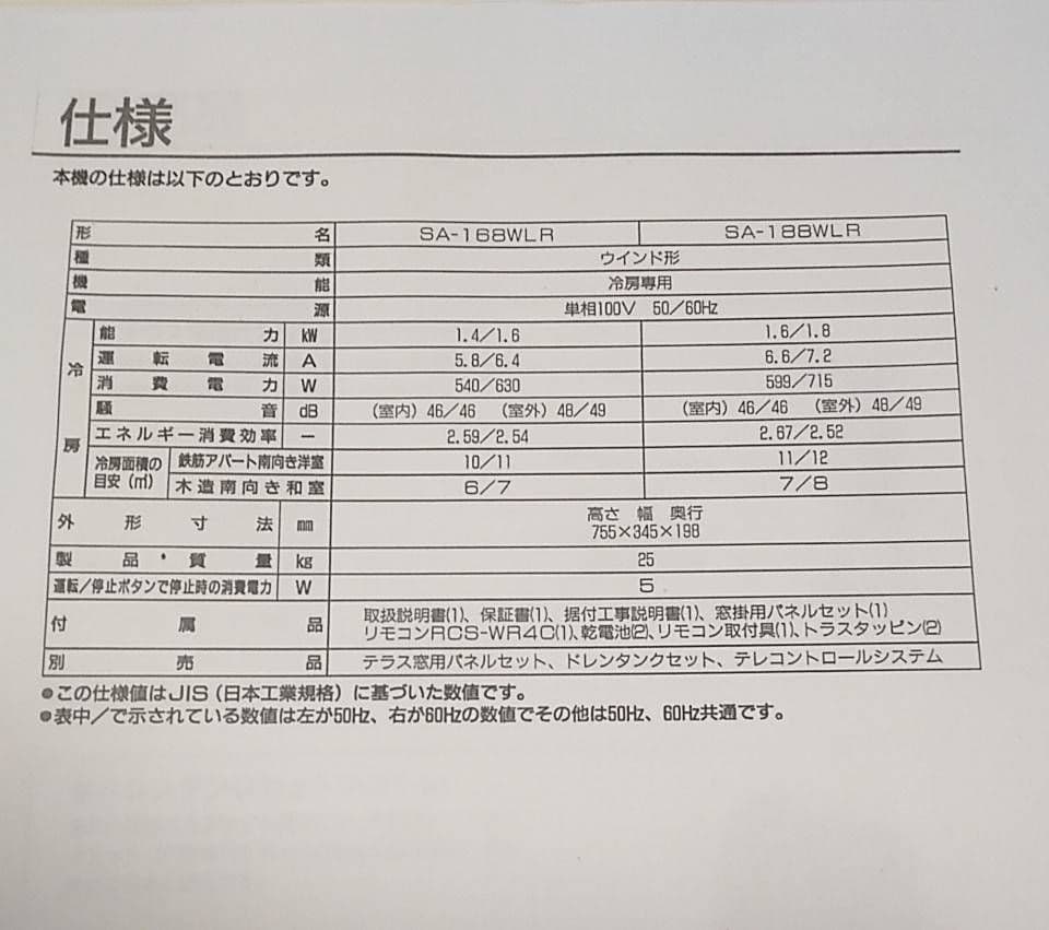 SANYO 窓用エアコン SA-168WLR