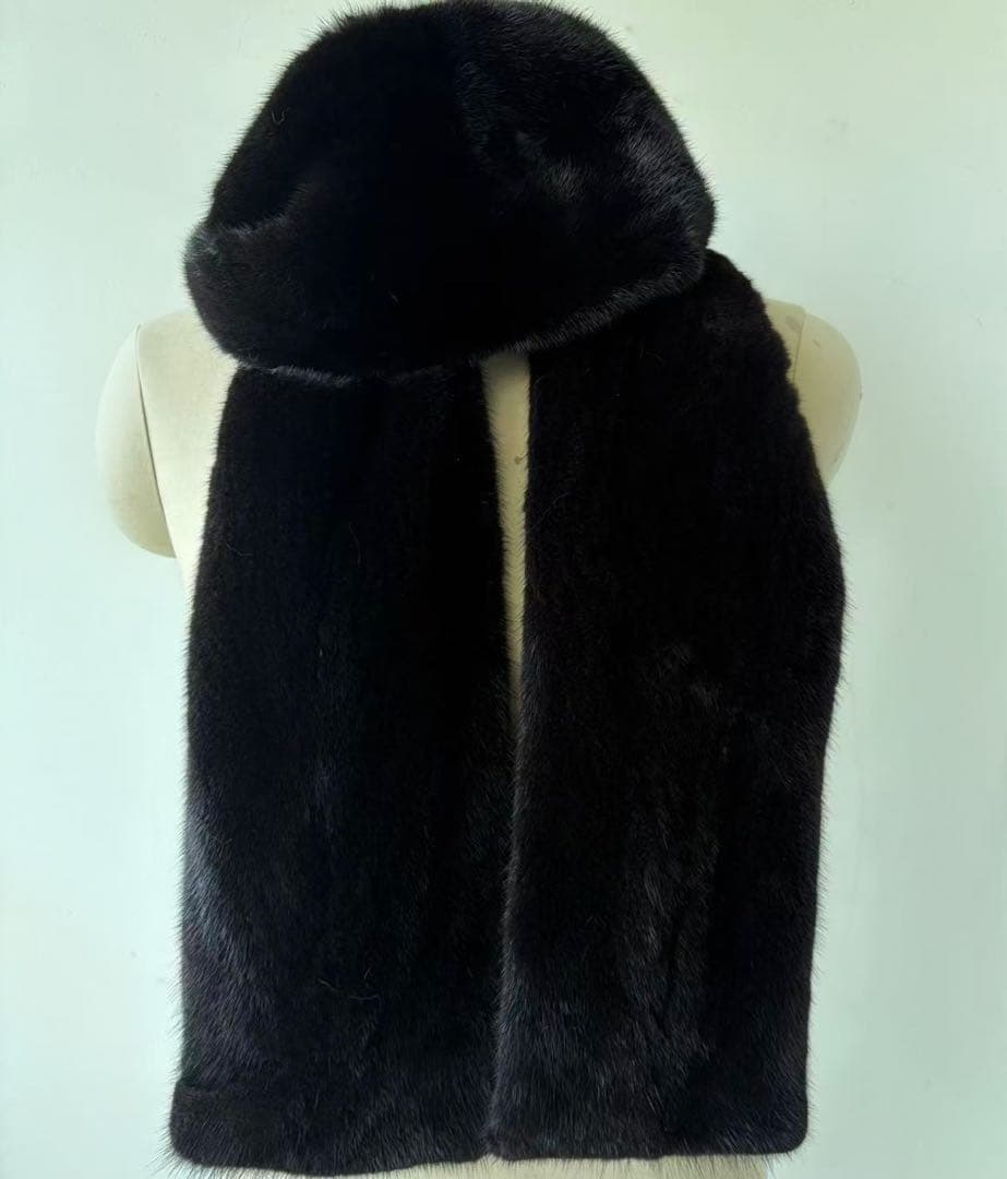 ブラックミンク　両面特ロングマフラー＆ショール