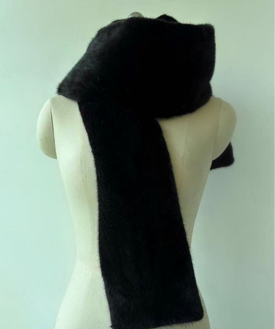 ブラックミンク　両面特ロングマフラー＆ショール