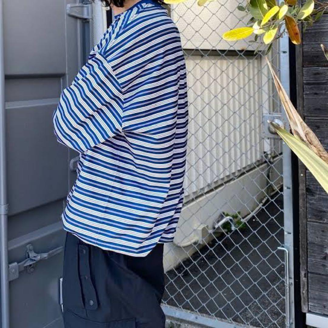 トップス TECH DRAWSTRING MULTI BORDER L/S TEE