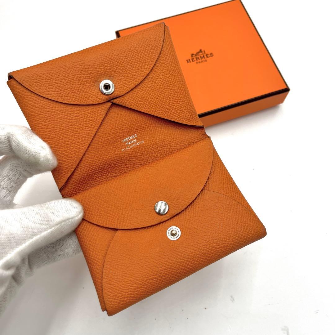 【極稀少】エルメス カルヴィデュオ ケース カードケース オレンジ