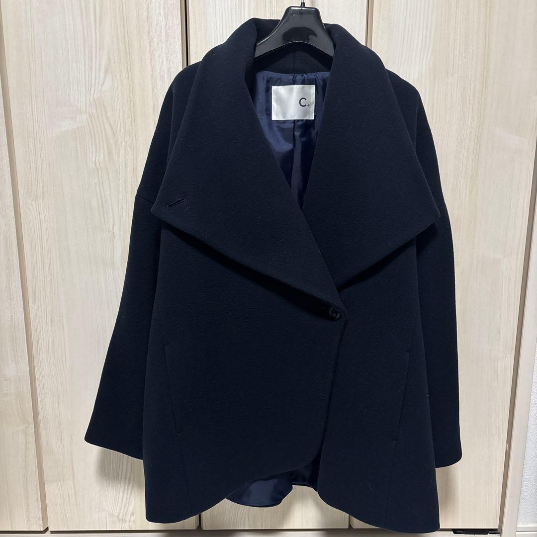C+ ネイビー ウール ピーコート