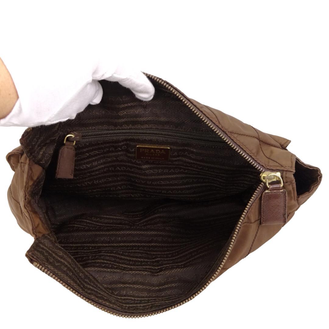 本物良品 ■プラダ■クロステッチ 三角ロゴ ナイロン チェーン ショルダーバッグ