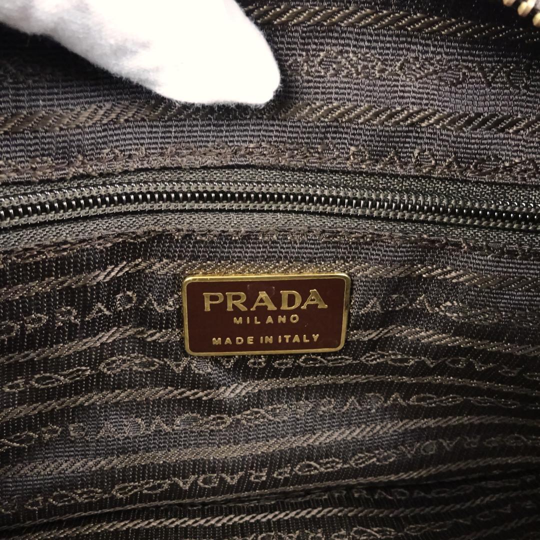 本物良品 ■プラダ■クロステッチ 三角ロゴ ナイロン チェーン ショルダーバッグ