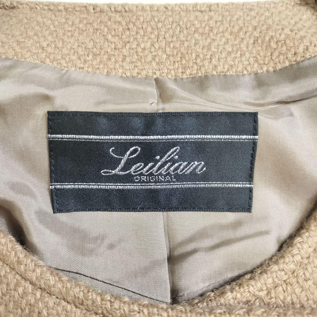 専用【極美品✨️】レリアン キャメル素材ノーカラーコート 9 茶 装飾ボタン高級