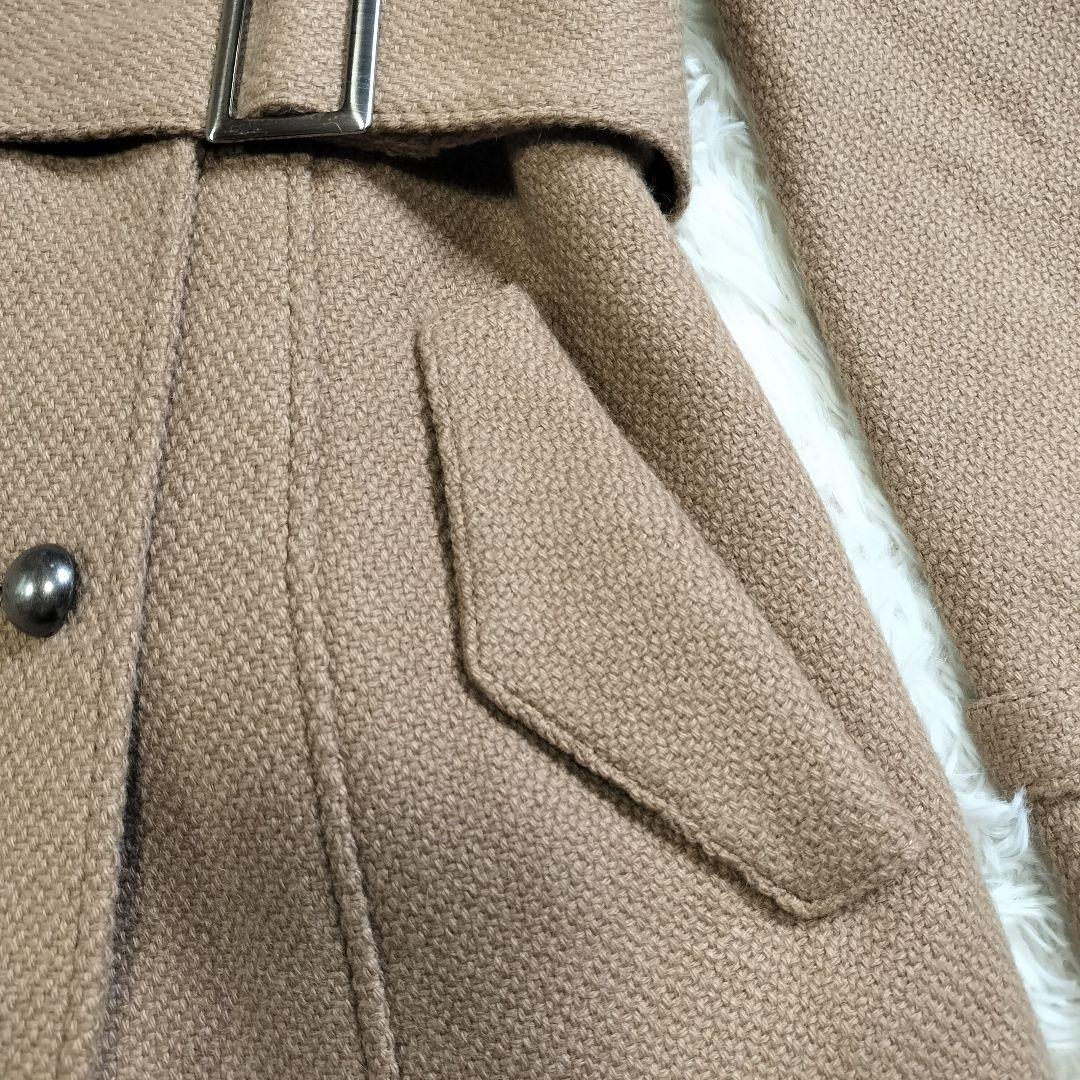 専用【極美品✨️】レリアン キャメル素材ノーカラーコート 9 茶 装飾ボタン高級
