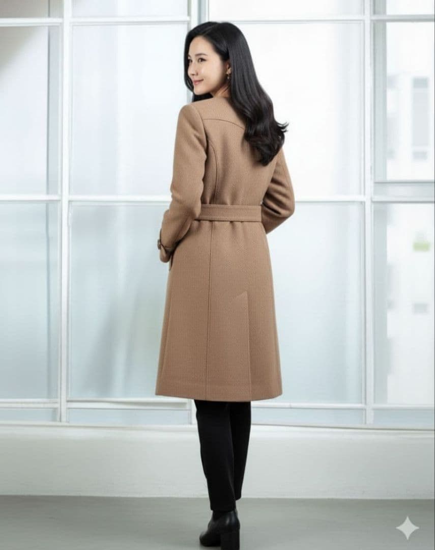 専用【極美品✨️】レリアン キャメル素材ノーカラーコート 9 茶 装飾ボタン高級