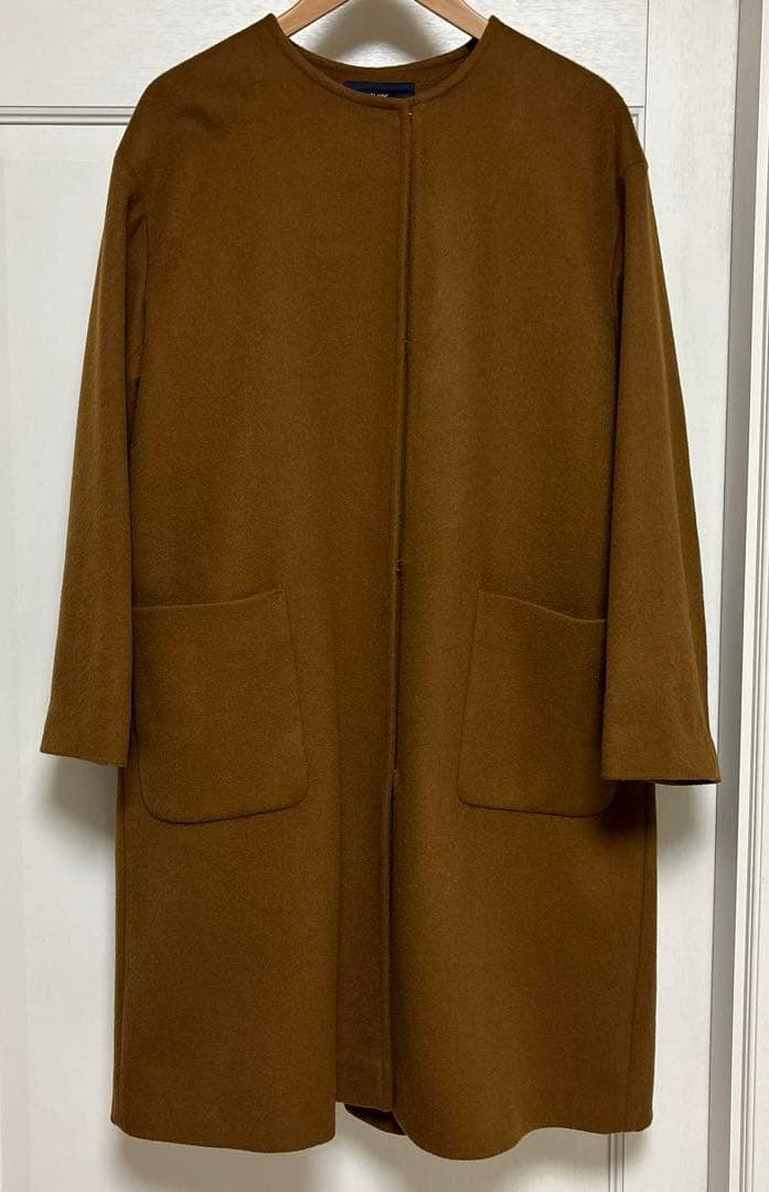 シップス　SHIPS Colors ウール ノーカラー コート　ブラウン　M