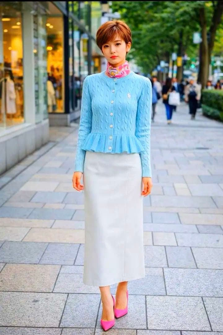 ラルフ Ralph Lauren ケーブルニット XL ペプラム カーディガン