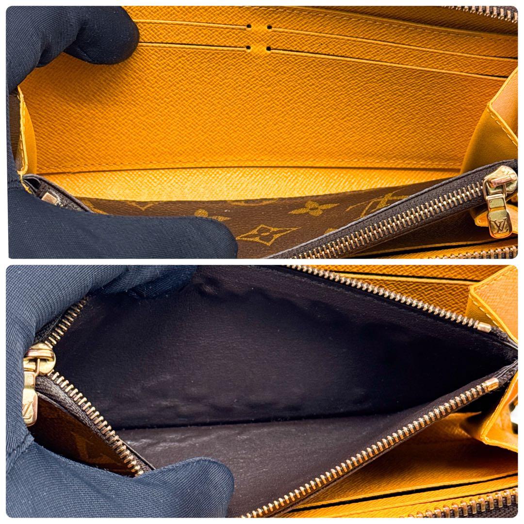 ルイヴィトン モノグラム ジッピーウォレット ブラウン 財布 黄色 クレマンス