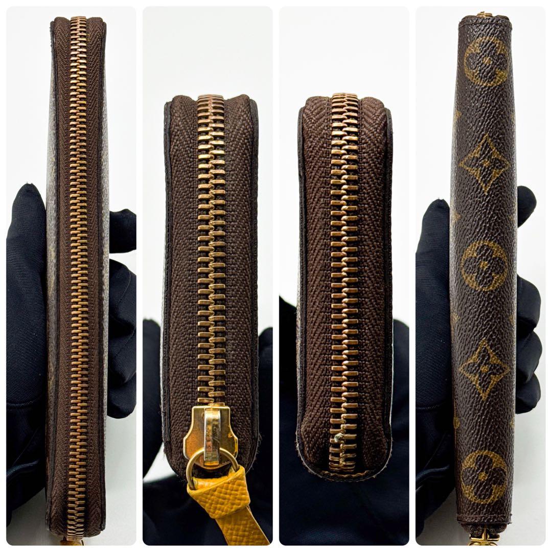 ルイヴィトン モノグラム ジッピーウォレット ブラウン 財布 黄色 クレマンス