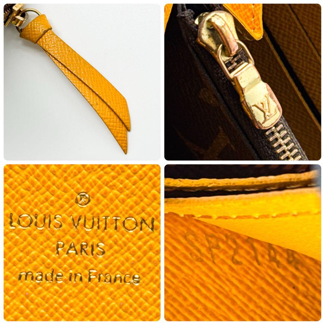 ルイヴィトン モノグラム ジッピーウォレット ブラウン 財布 黄色 クレマンス