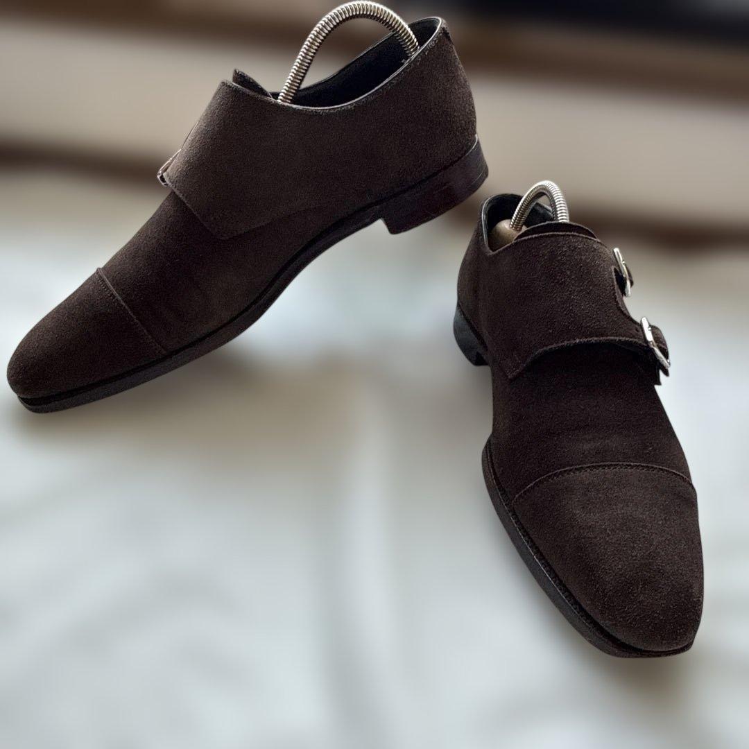 クリケットジョーンズ　ブラウン スエード ダブルモンクストラップシューズ