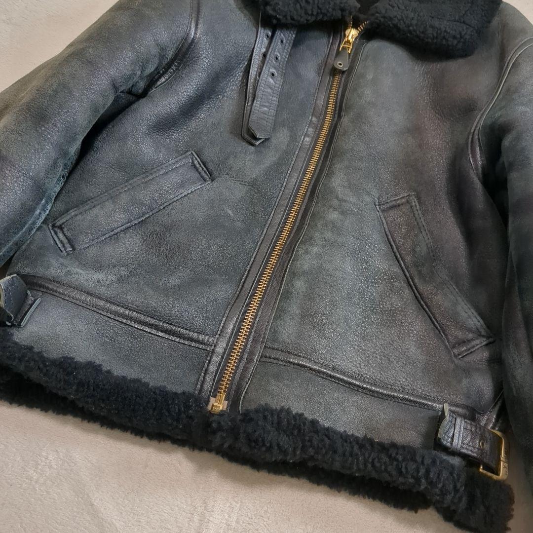 アヴィレックス B-3 ムートン フライトジャケット ブラック 羊革 36サイズ