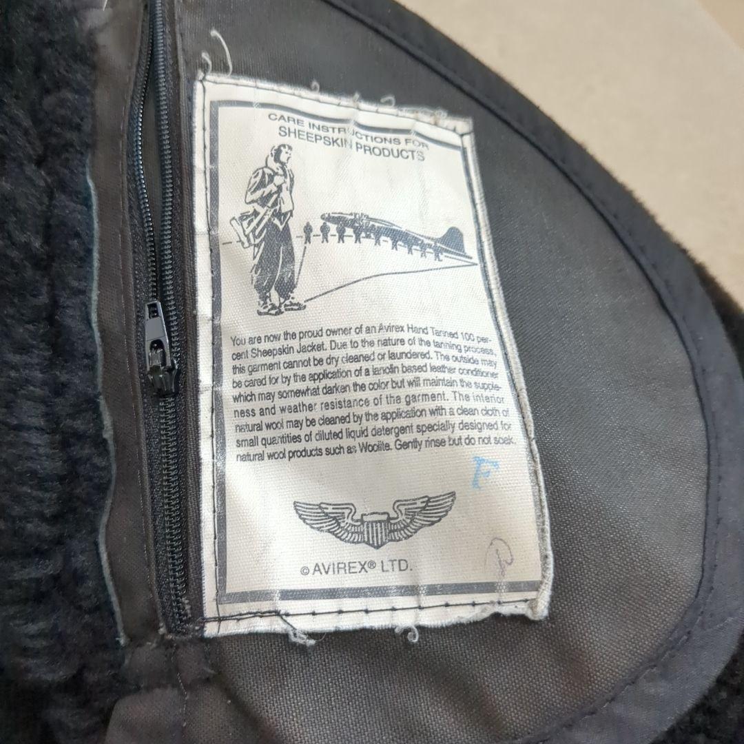 アヴィレックス B-3 ムートン フライトジャケット ブラック 羊革 36サイズ