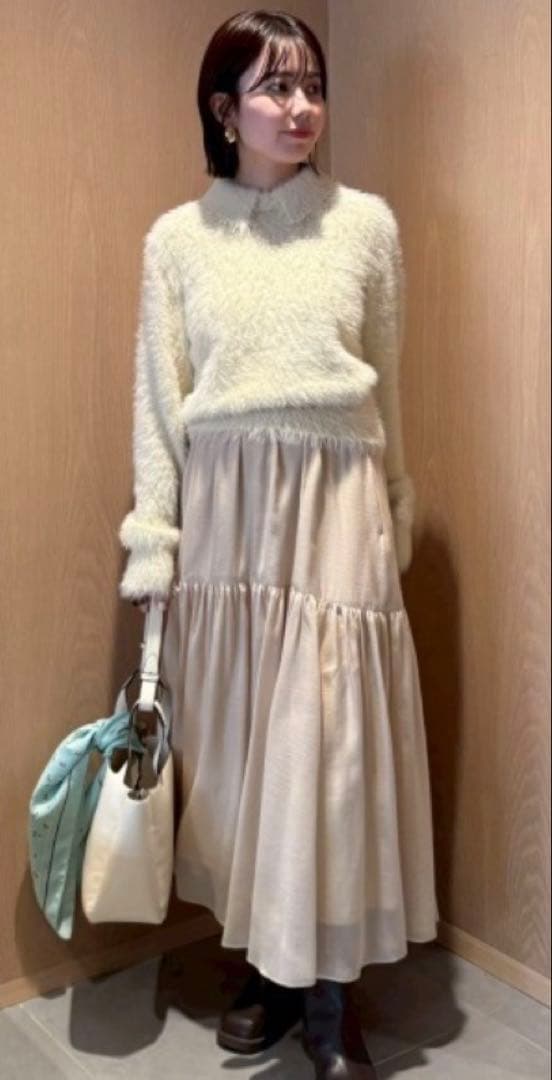 【新品未使用】MilaOwen setup衿付きニットティアードスカートコーデS