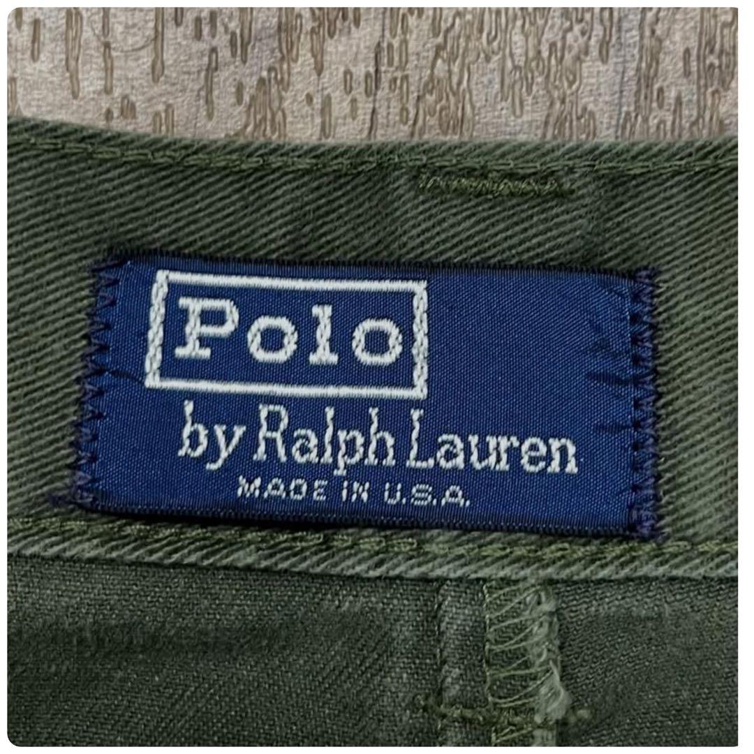 ★90s RALPH LAUREN ボックスロゴ チノパンツ オリーブ USA製