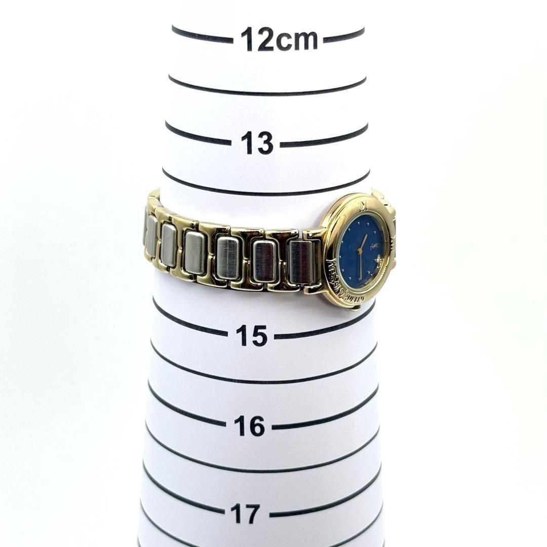 【稼動/新品電池】イヴサンローラン　青文字盤　コンビカラー　腕時計　レディース