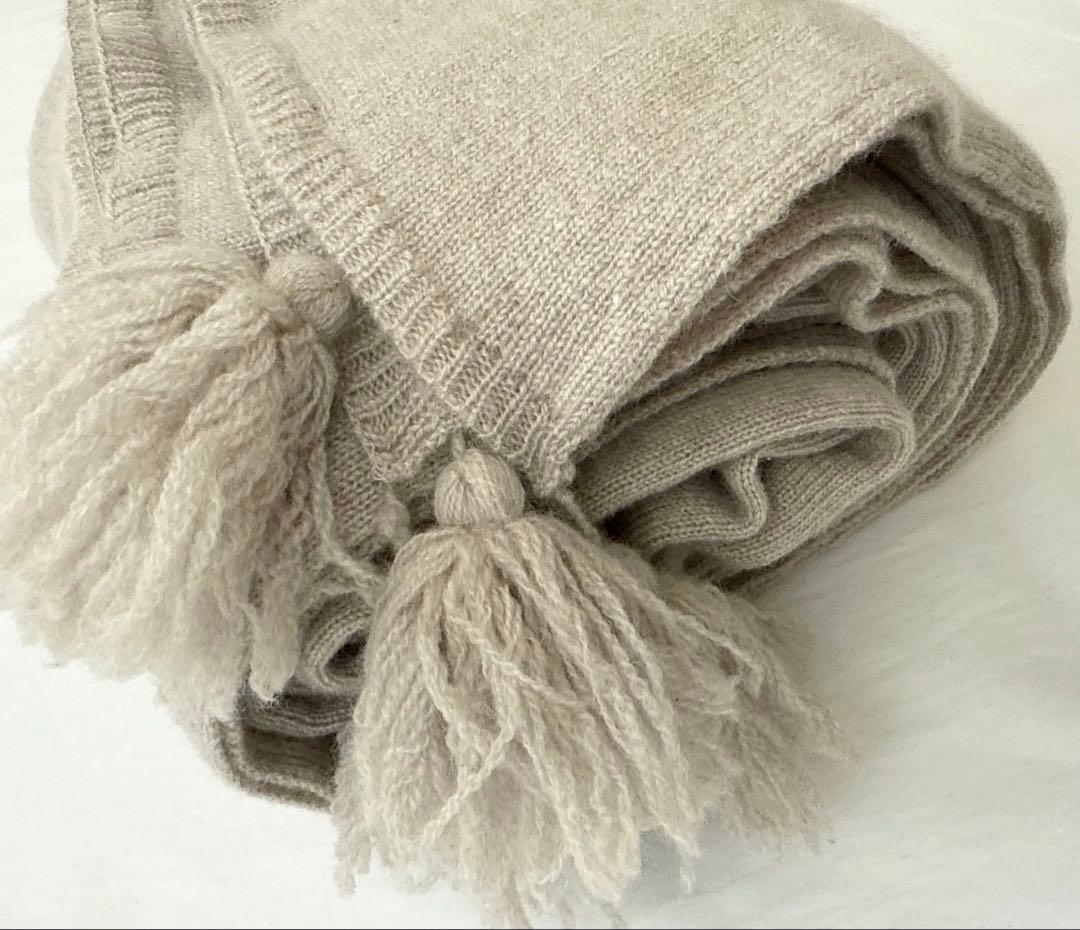 極暖 MYLAN カシミヤ100%大盤ストール 希少色ベージュ トロけるカシミヤ