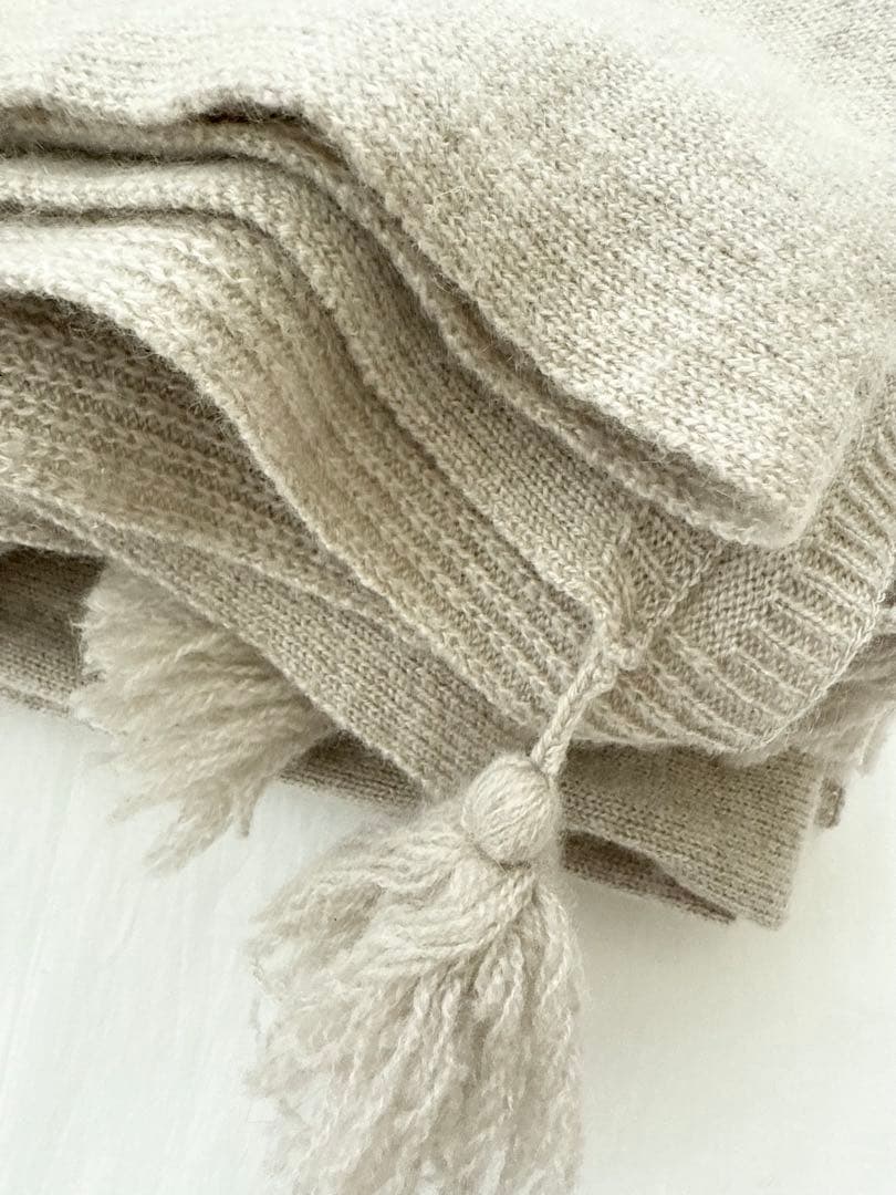 極暖 MYLAN カシミヤ100%大盤ストール 希少色ベージュ トロけるカシミヤ