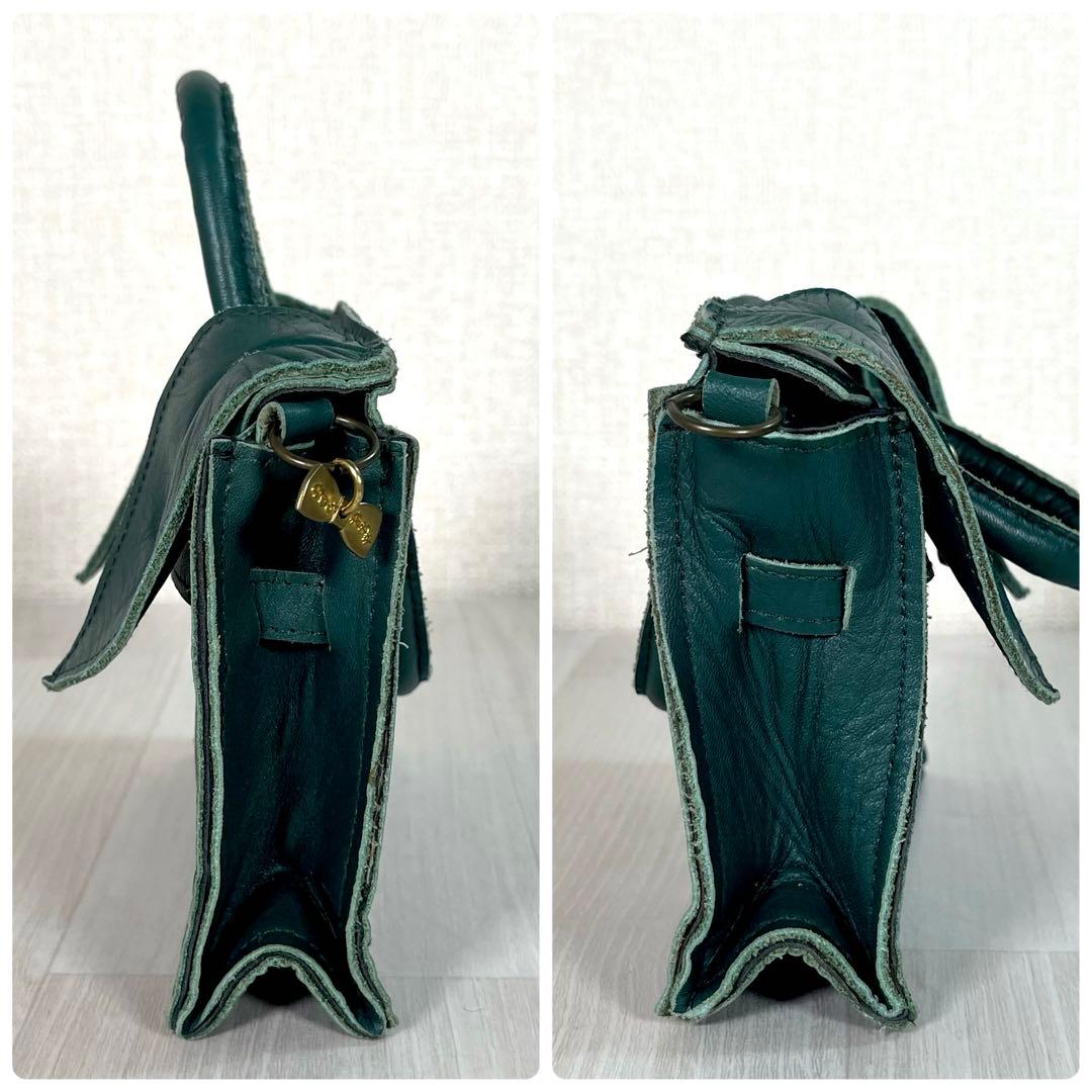 【美品】あちゃちゃむ ムチャチャ　うさ耳 ショルダーバッグ　2WAY　レザー　緑