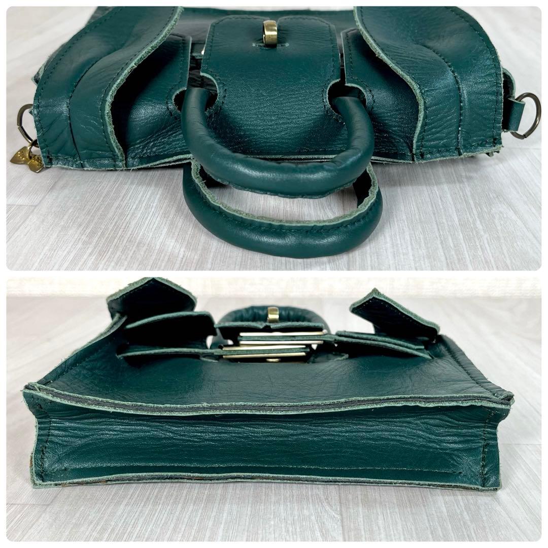 【美品】あちゃちゃむ ムチャチャ　うさ耳 ショルダーバッグ　2WAY　レザー　緑