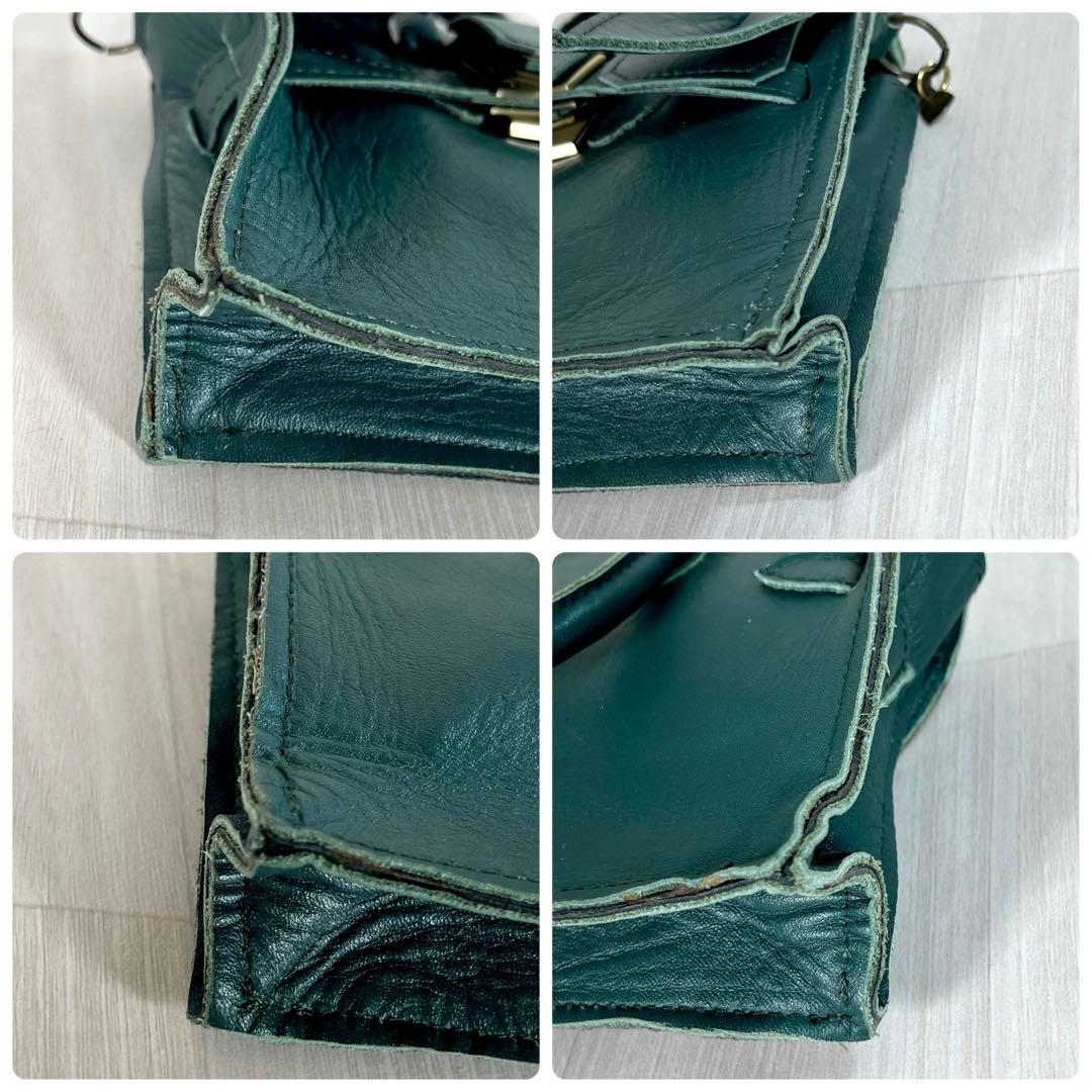 【美品】あちゃちゃむ ムチャチャ　うさ耳 ショルダーバッグ　2WAY　レザー　緑