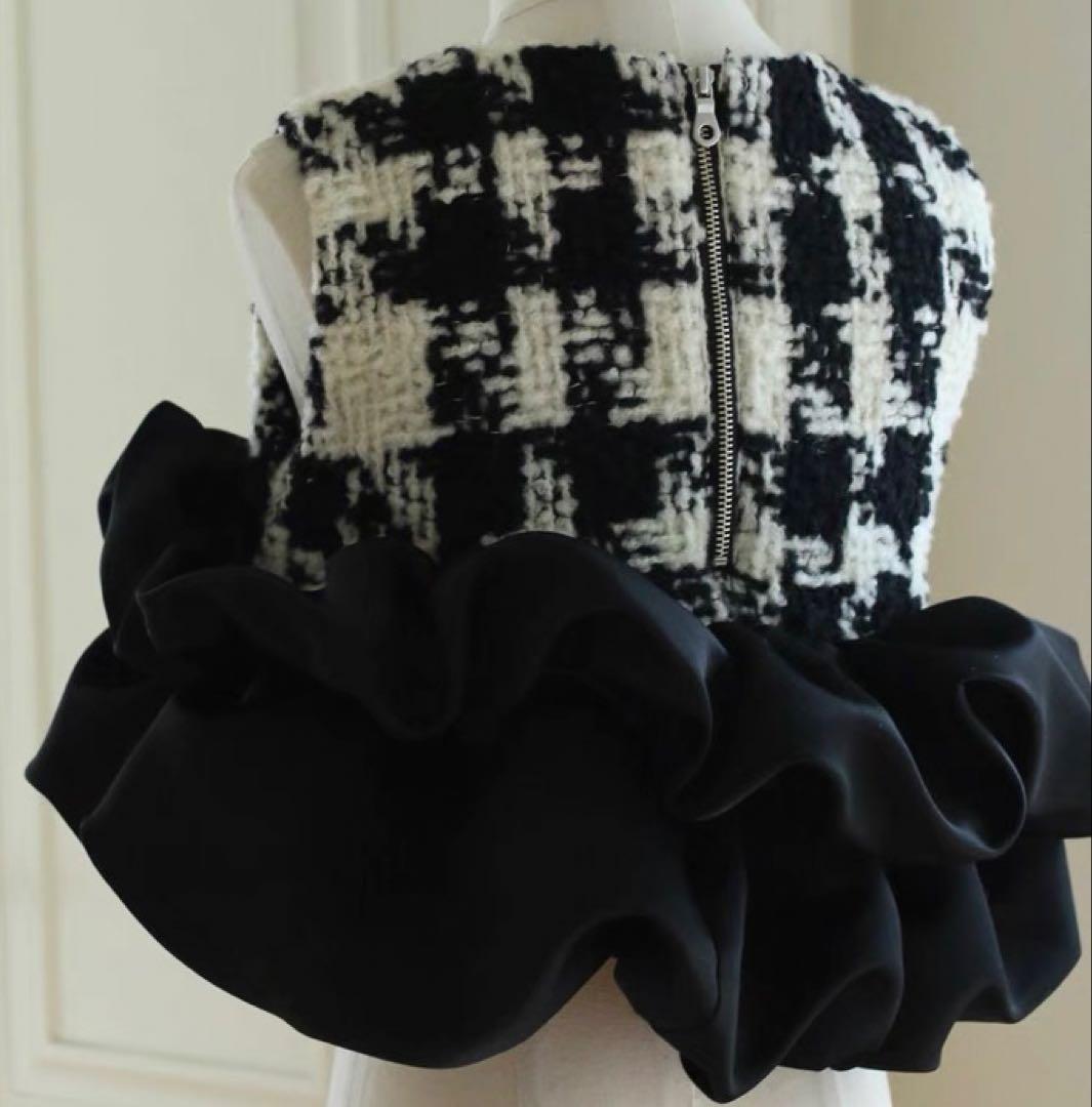 トップス sheller gingham tweed bloom tops