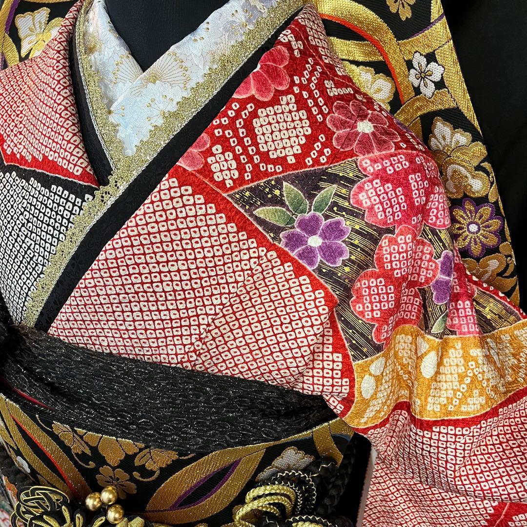 ■総絞り■熨斗文様■正絹振袖フルセット■成人式振り袖■振袖一式