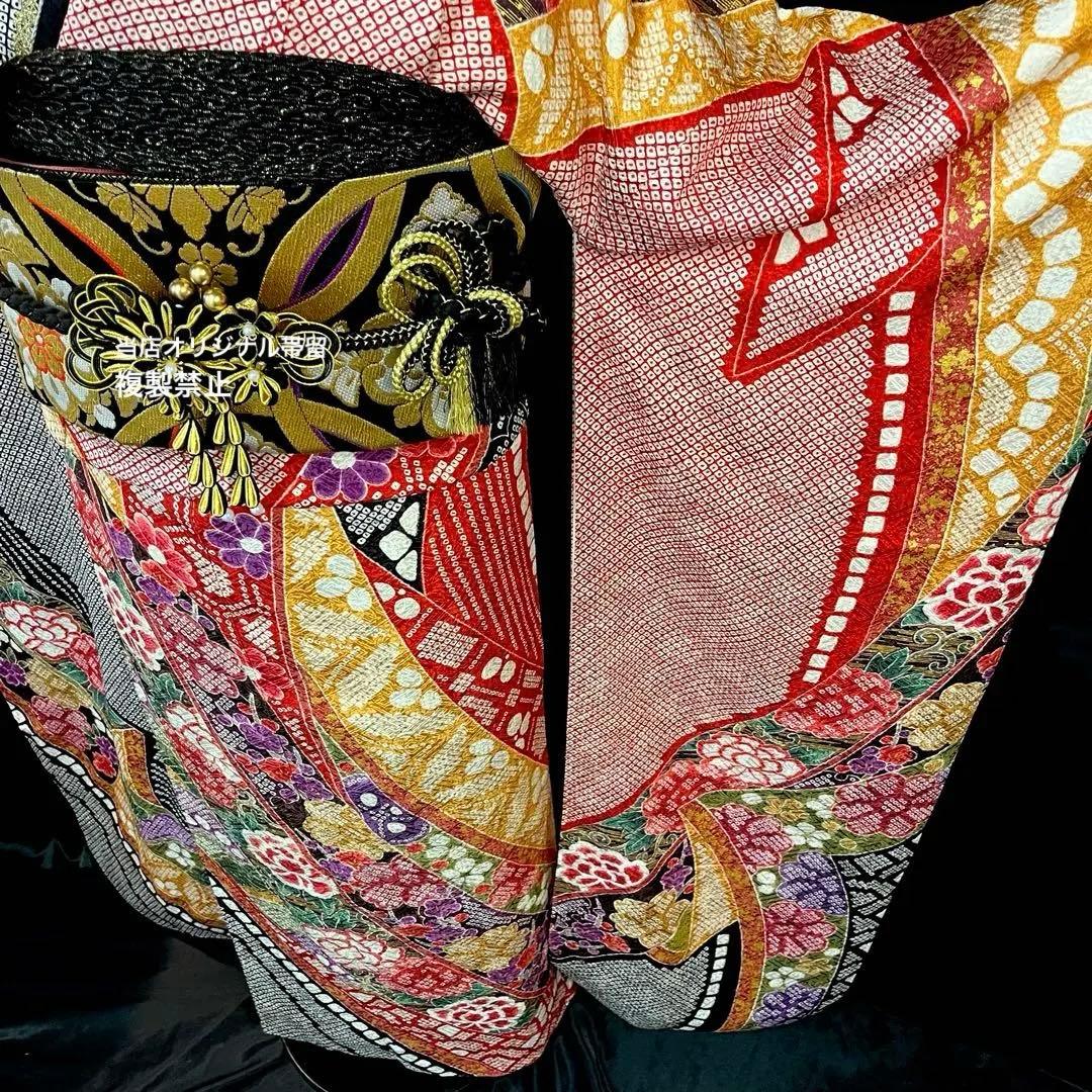 ■総絞り■熨斗文様■正絹振袖フルセット■成人式振り袖■振袖一式