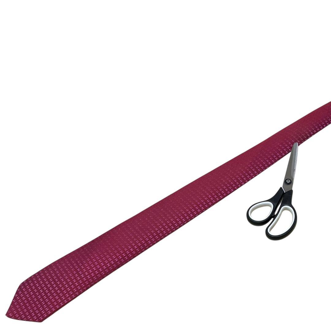 HERMES エルメス　高級ネクタイ　ピンク　ファソネ　H柄　ジャガード