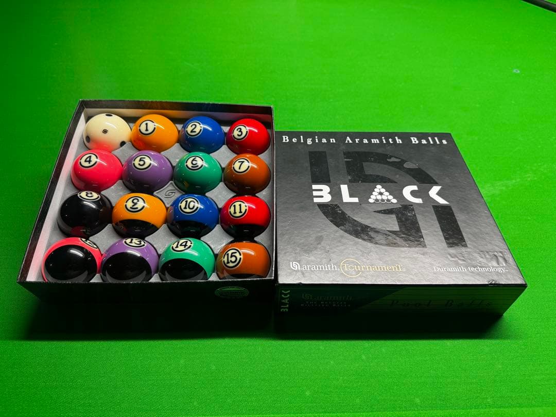 ビリヤードボール アラミストーナメント TV BLACK デュラミスセット中古