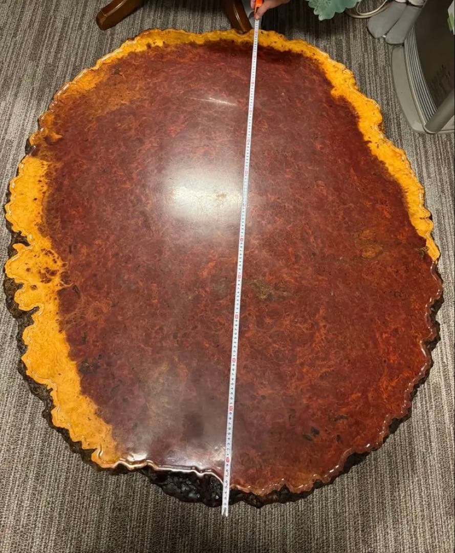 一枚板 オーバル形状の木製座卓 約130cm