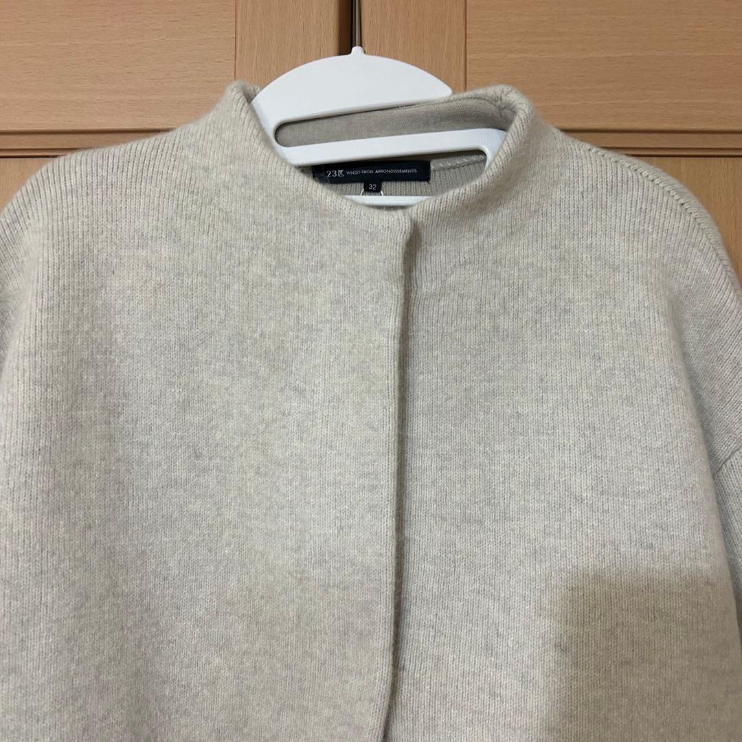 23区　【見上愛さん着用】ラクーンブレンドダブルフェイス ニット アウター　32