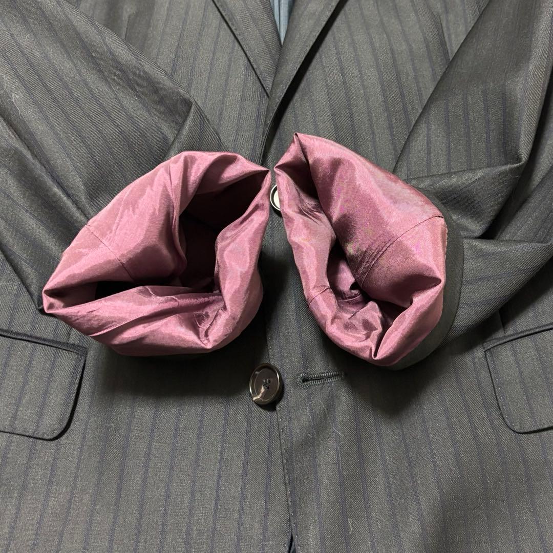 HUGO BOSSセットアップ Super110'S ネイビーストライプ