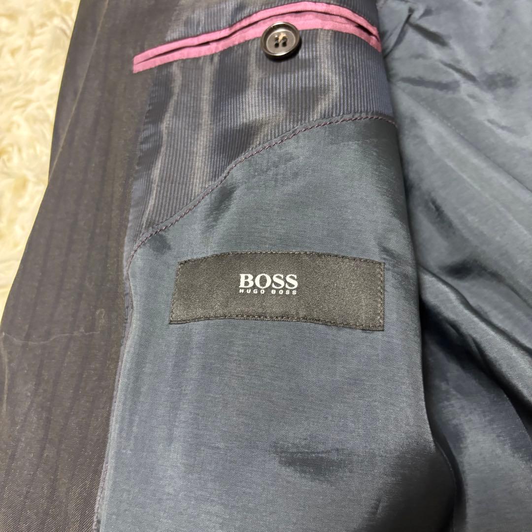 HUGO BOSSセットアップ Super110'S ネイビーストライプ