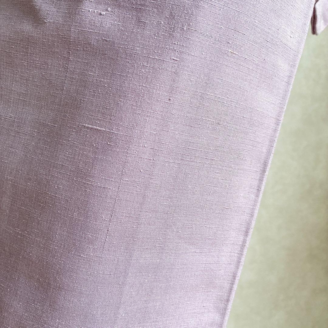 色無地　フルセット　着物　紬　正絹　しつけ糸付き　紫　G7
