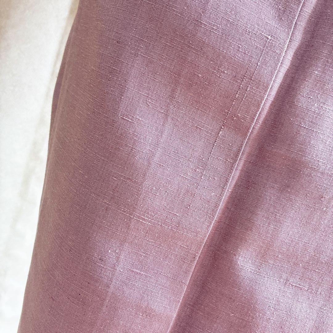 色無地　フルセット　着物　紬　正絹　しつけ糸付き　紫　G7