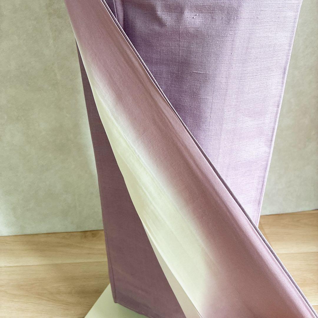 色無地　フルセット　着物　紬　正絹　しつけ糸付き　紫　G7
