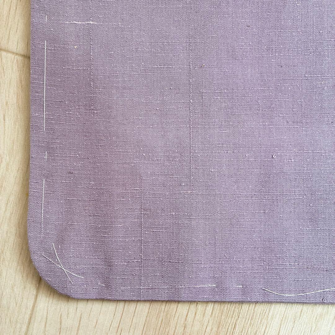 色無地　フルセット　着物　紬　正絹　しつけ糸付き　紫　G7